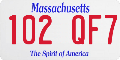 MA license plate 102QF7