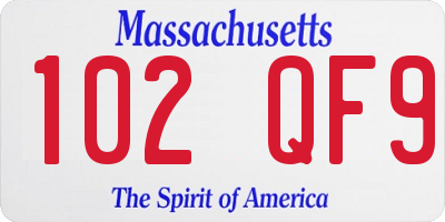 MA license plate 102QF9