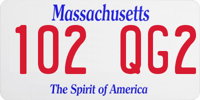 MA license plate 102QG2