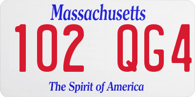 MA license plate 102QG4