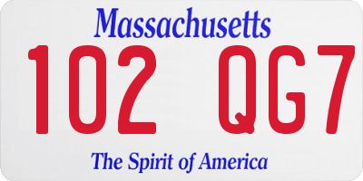 MA license plate 102QG7