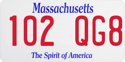 MA license plate 102QG8