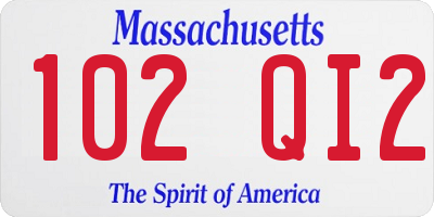 MA license plate 102QI2
