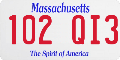 MA license plate 102QI3