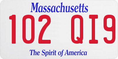 MA license plate 102QI9