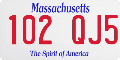 MA license plate 102QJ5