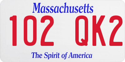 MA license plate 102QK2