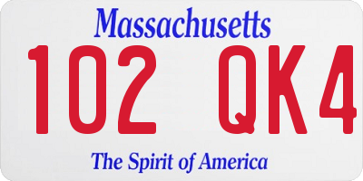 MA license plate 102QK4