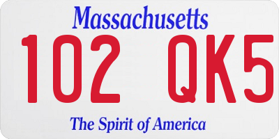 MA license plate 102QK5