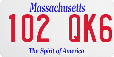 MA license plate 102QK6