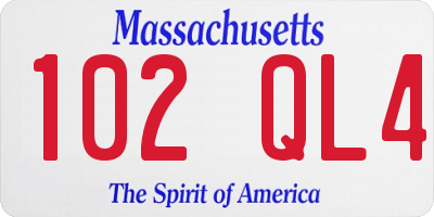 MA license plate 102QL4