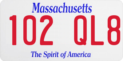 MA license plate 102QL8