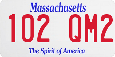 MA license plate 102QM2