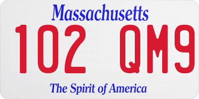MA license plate 102QM9