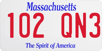 MA license plate 102QN3