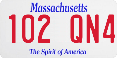 MA license plate 102QN4