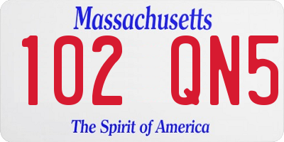 MA license plate 102QN5