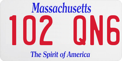 MA license plate 102QN6