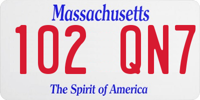 MA license plate 102QN7