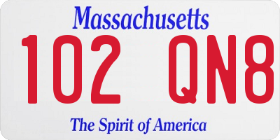 MA license plate 102QN8