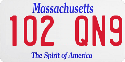 MA license plate 102QN9