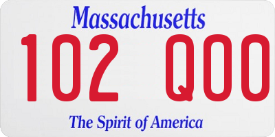 MA license plate 102QO0