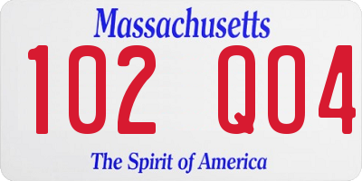 MA license plate 102QO4