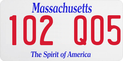 MA license plate 102QO5