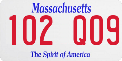 MA license plate 102QO9