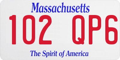 MA license plate 102QP6