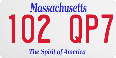 MA license plate 102QP7