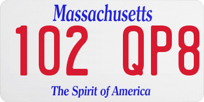 MA license plate 102QP8