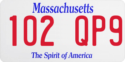 MA license plate 102QP9