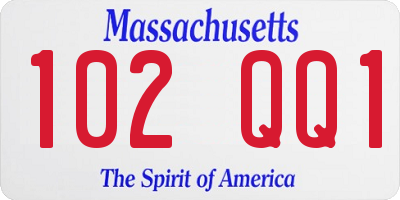 MA license plate 102QQ1