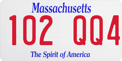 MA license plate 102QQ4