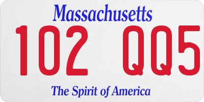 MA license plate 102QQ5