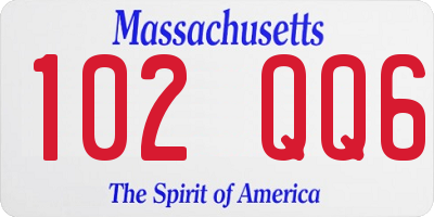 MA license plate 102QQ6