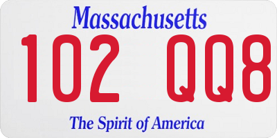 MA license plate 102QQ8