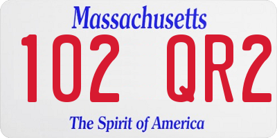 MA license plate 102QR2