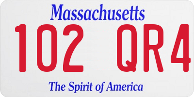 MA license plate 102QR4