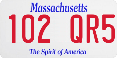 MA license plate 102QR5