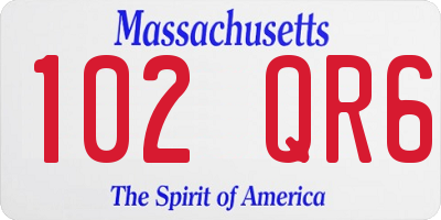 MA license plate 102QR6