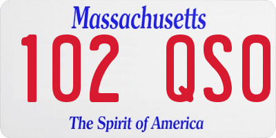 MA license plate 102QS0