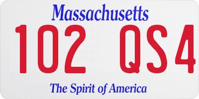 MA license plate 102QS4