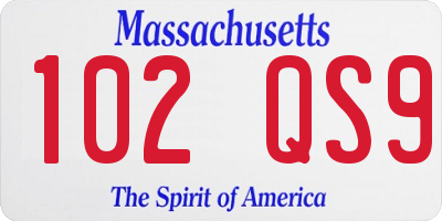 MA license plate 102QS9