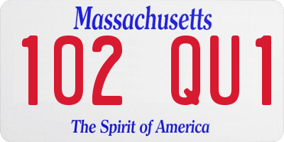 MA license plate 102QU1