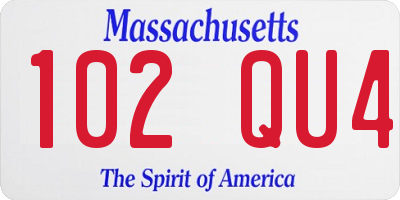 MA license plate 102QU4