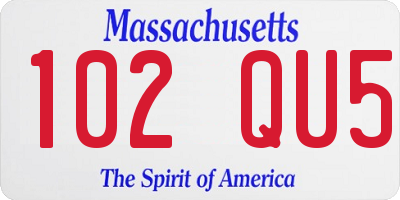 MA license plate 102QU5