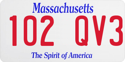 MA license plate 102QV3