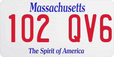 MA license plate 102QV6
